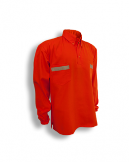 Camisa Gabardina Cuello V Color Naranjo (1)