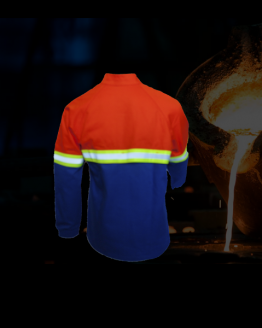 6708 Chaqueta Ignifuga Cuello Mao Unipower NFPA 2112 NFPA 70E Azul Rey-Naranja (2)