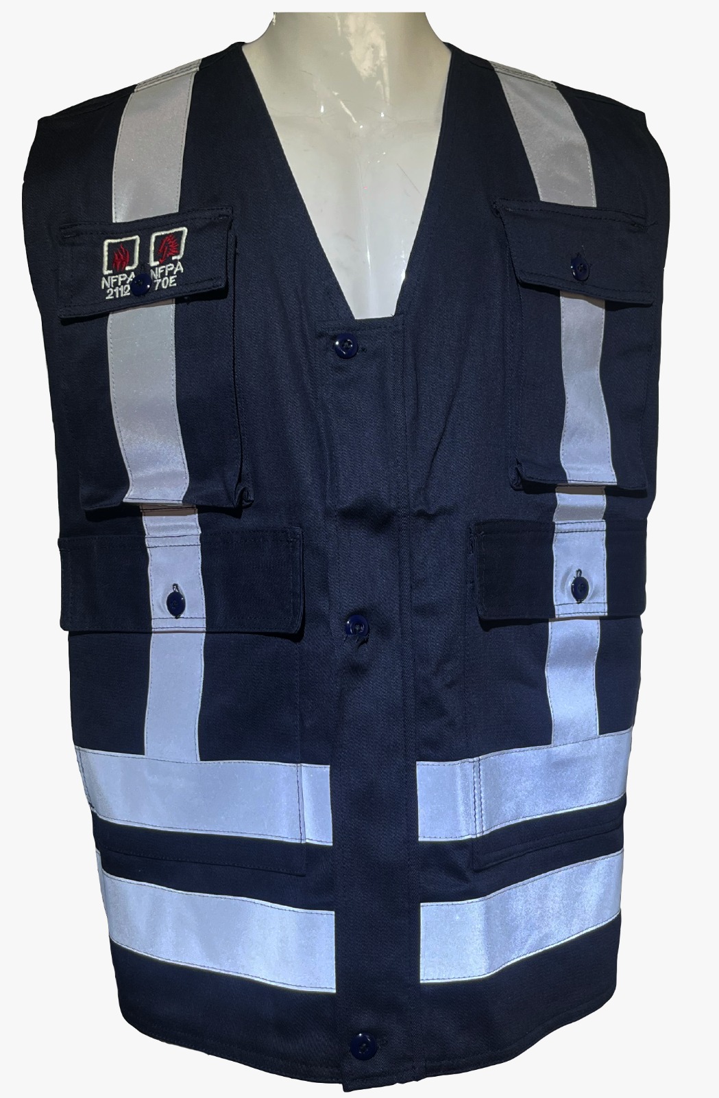 Chaleco tipo geólogo ignífugo con reflectantes ignífugos - Frente